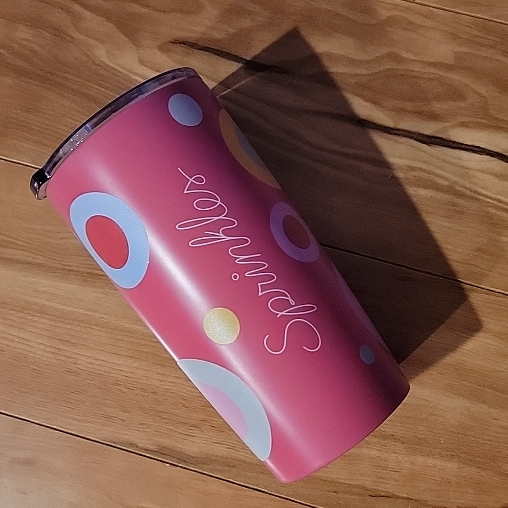 Pink to go metal drink container.